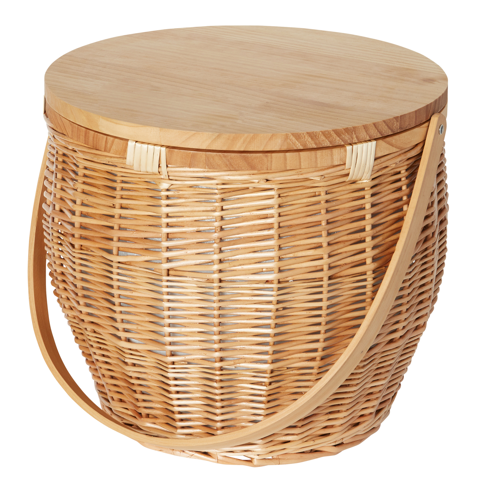 Luxury Hamper TGP Luxury Insulated Wicker Picnic Basket with Wooden Lid The Gourmet Pantry
