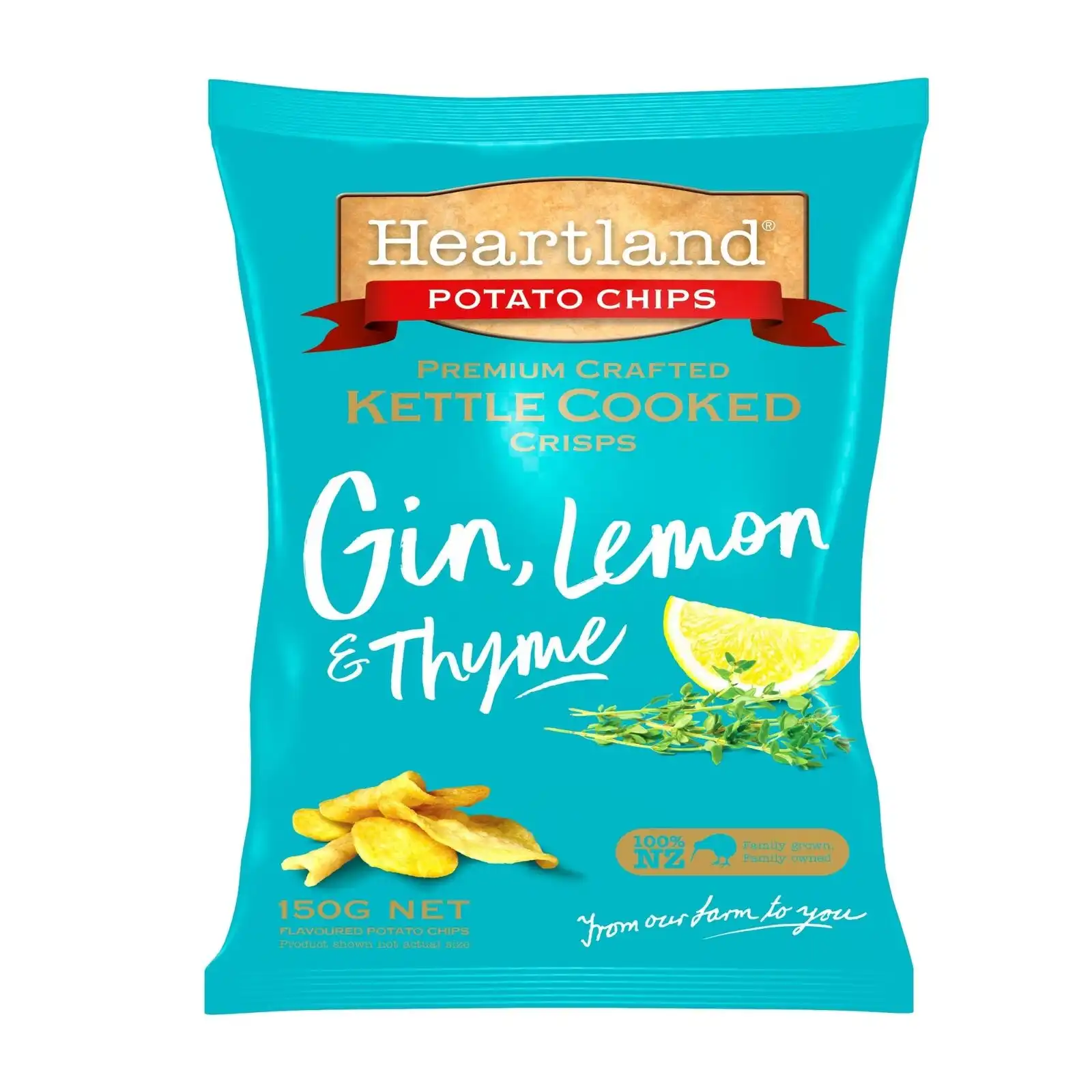 Heartland Kettle Cooked GF Chips - Gin, Lemon & Thyme 150g