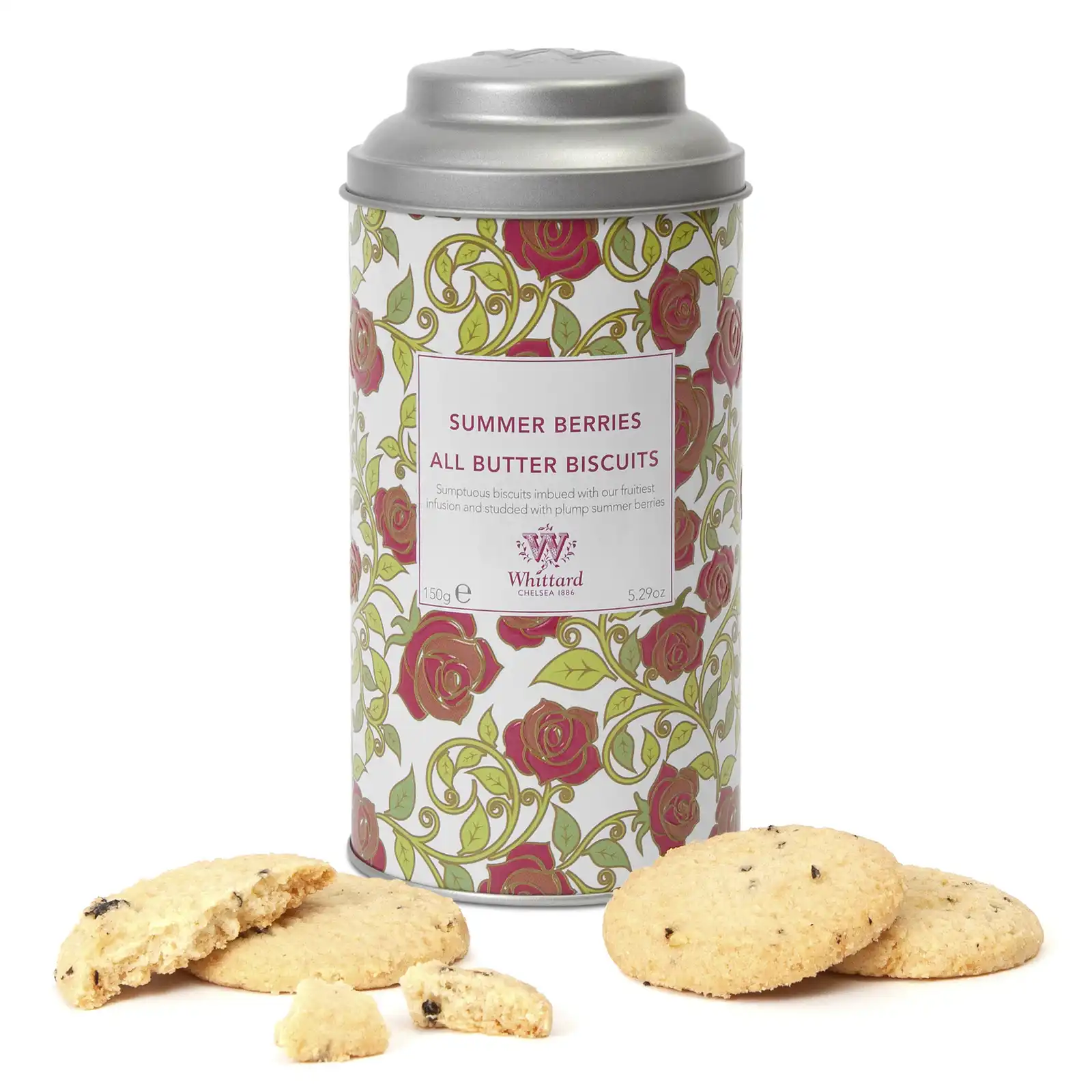 Whittard TD Biscuits - Strawberry & Cream Biscuits with White Chocolate Chips Tube (150g)