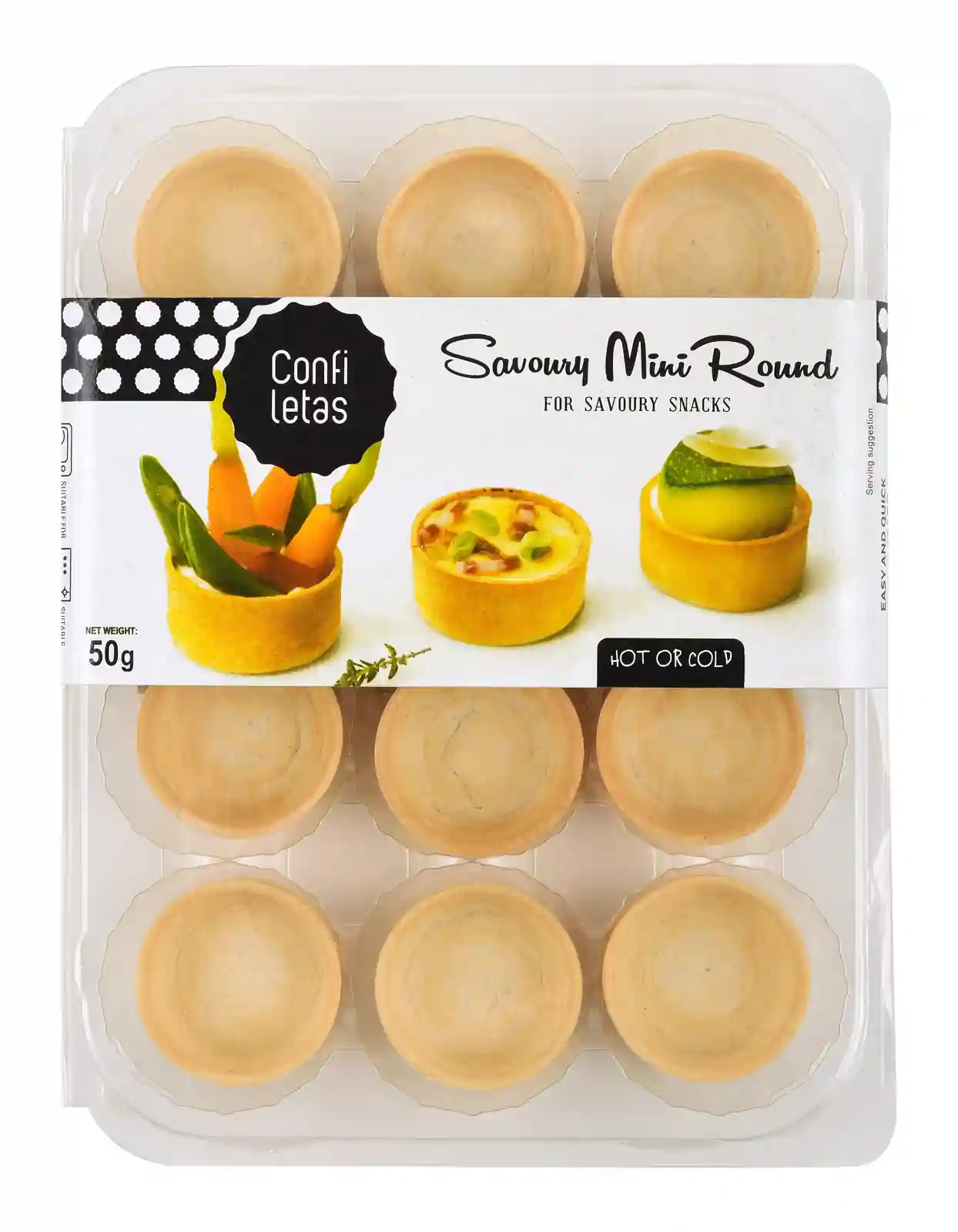 Confiletas Mini Savoury Round Pastry Cases x 12 