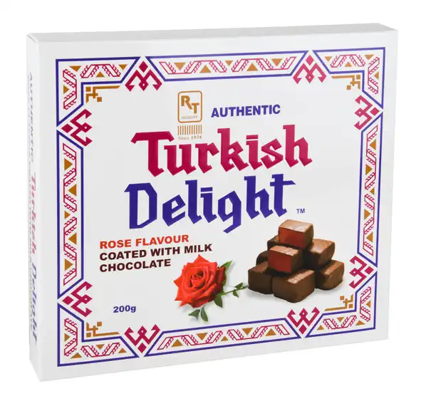 Real Turkish Delight Square Box - Chocolate Rose 250gm