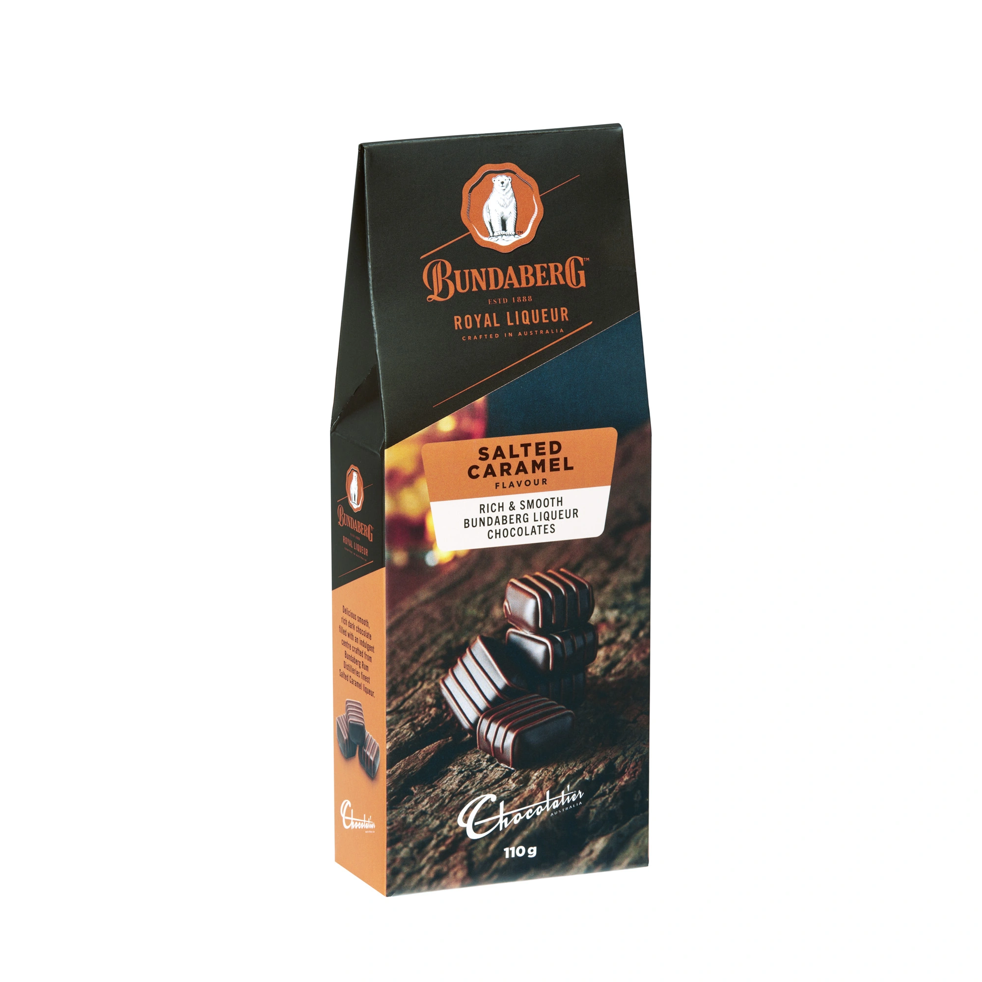 Chocolatier Salted Caramel Bundaberg Dark Liqueur Chocolates 110g