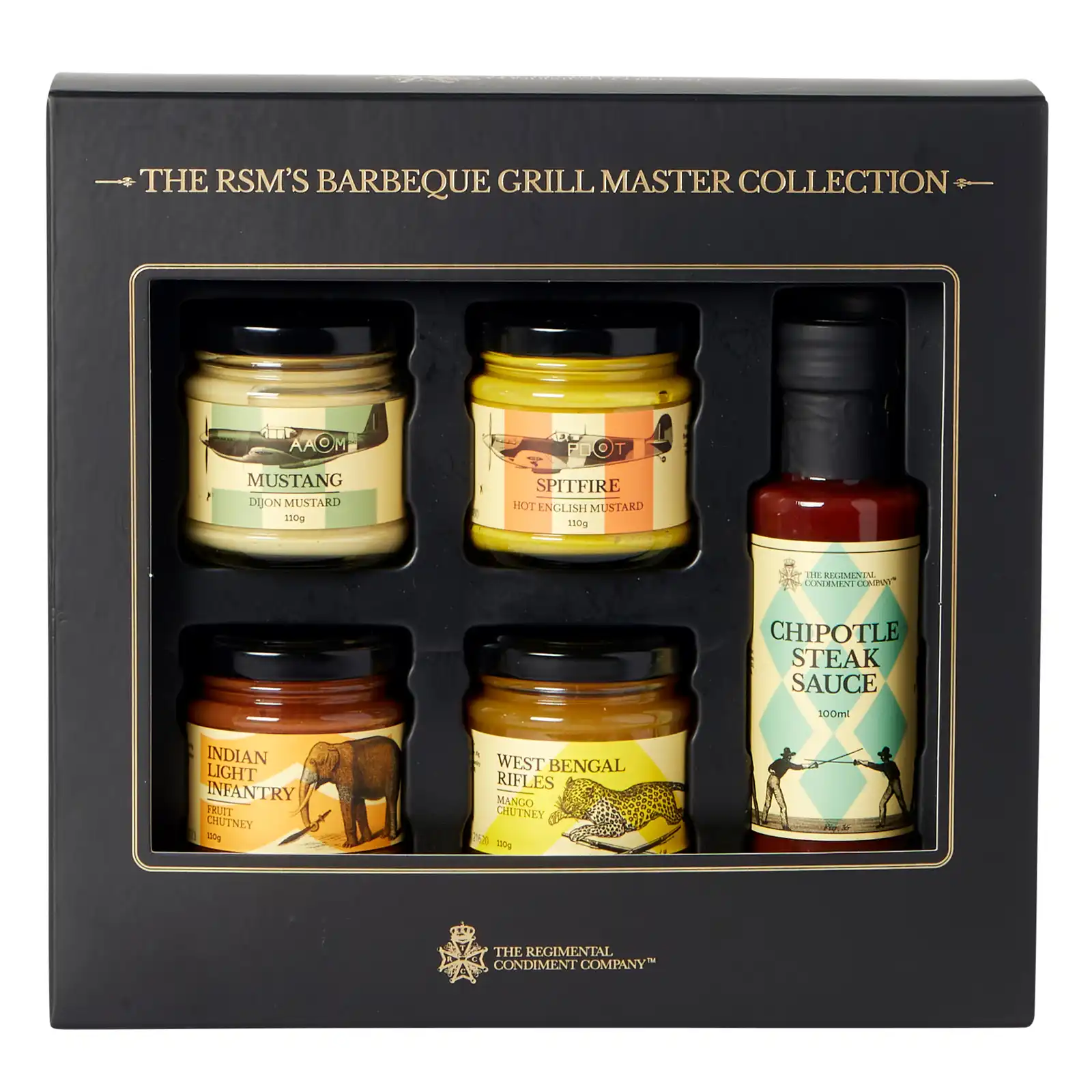 TRCC - The RSM's Barbeque Grill Master Collection - 4 Jar 1 Bottle - (2) Mustard (2) Chutney (1) Steak Sauce
