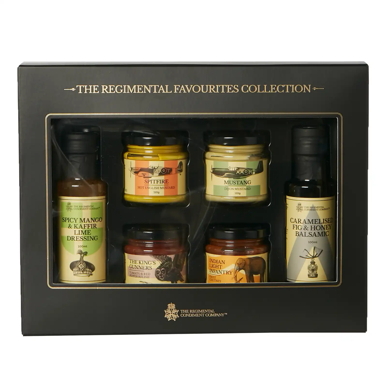 TRCC - The Regimental Favourites Collection - 4 Jar 2 Bottle - (2) Mustard (2) Chutney (1) Balsamic (1) Dressing 