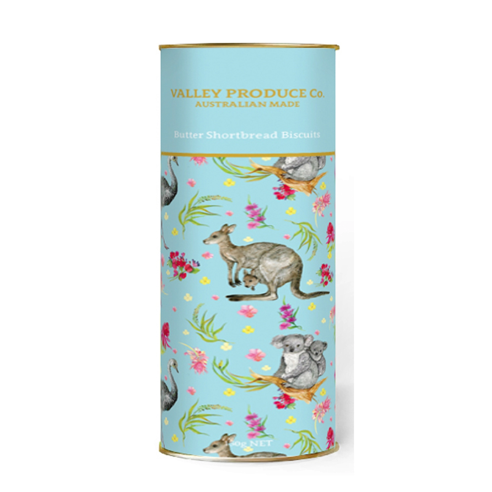 Valley Produce Company Butter Shortbread Tube - Australian Animals (Blue) (180g)