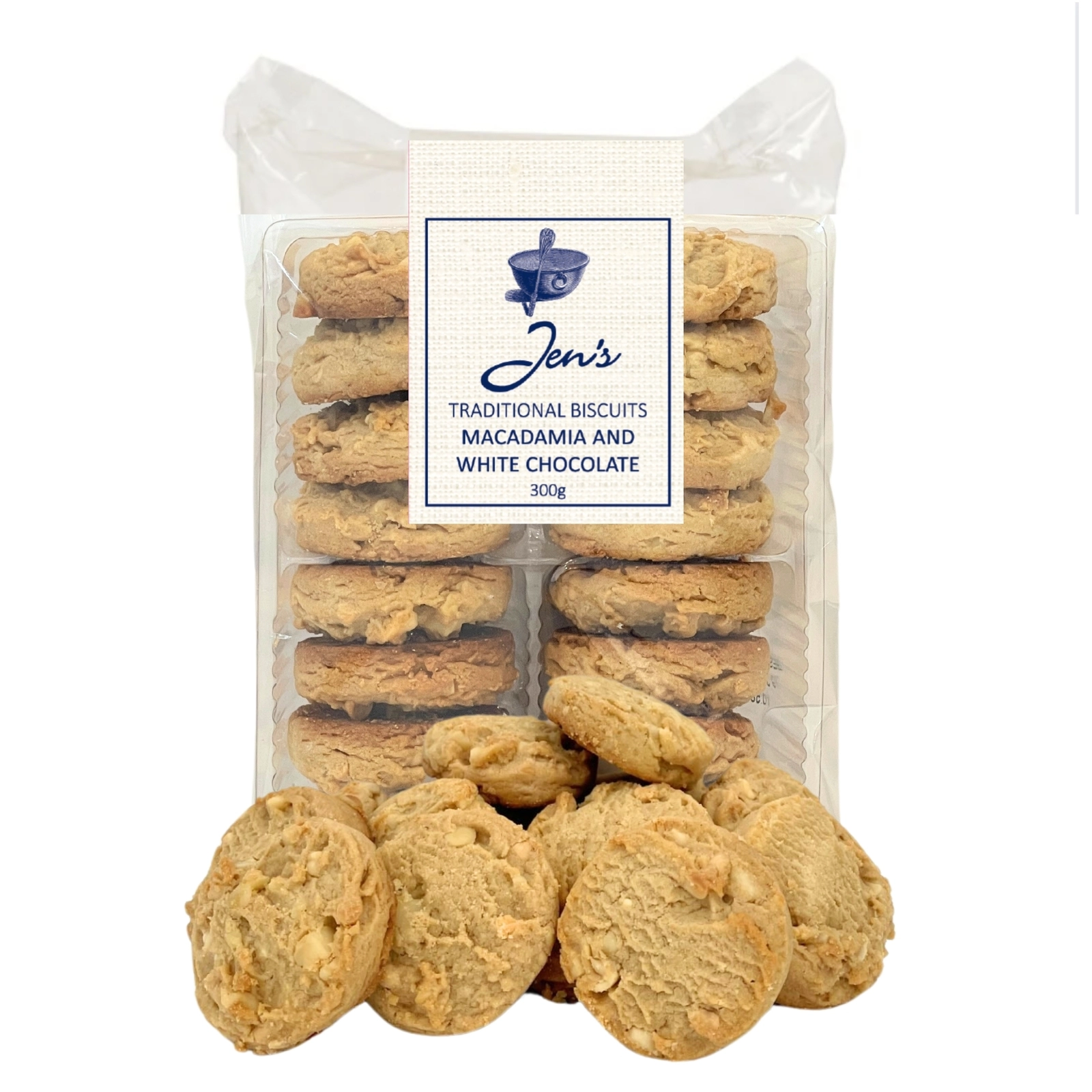 Jen's Macadamia & White Chocolate Biscuits (300g)
