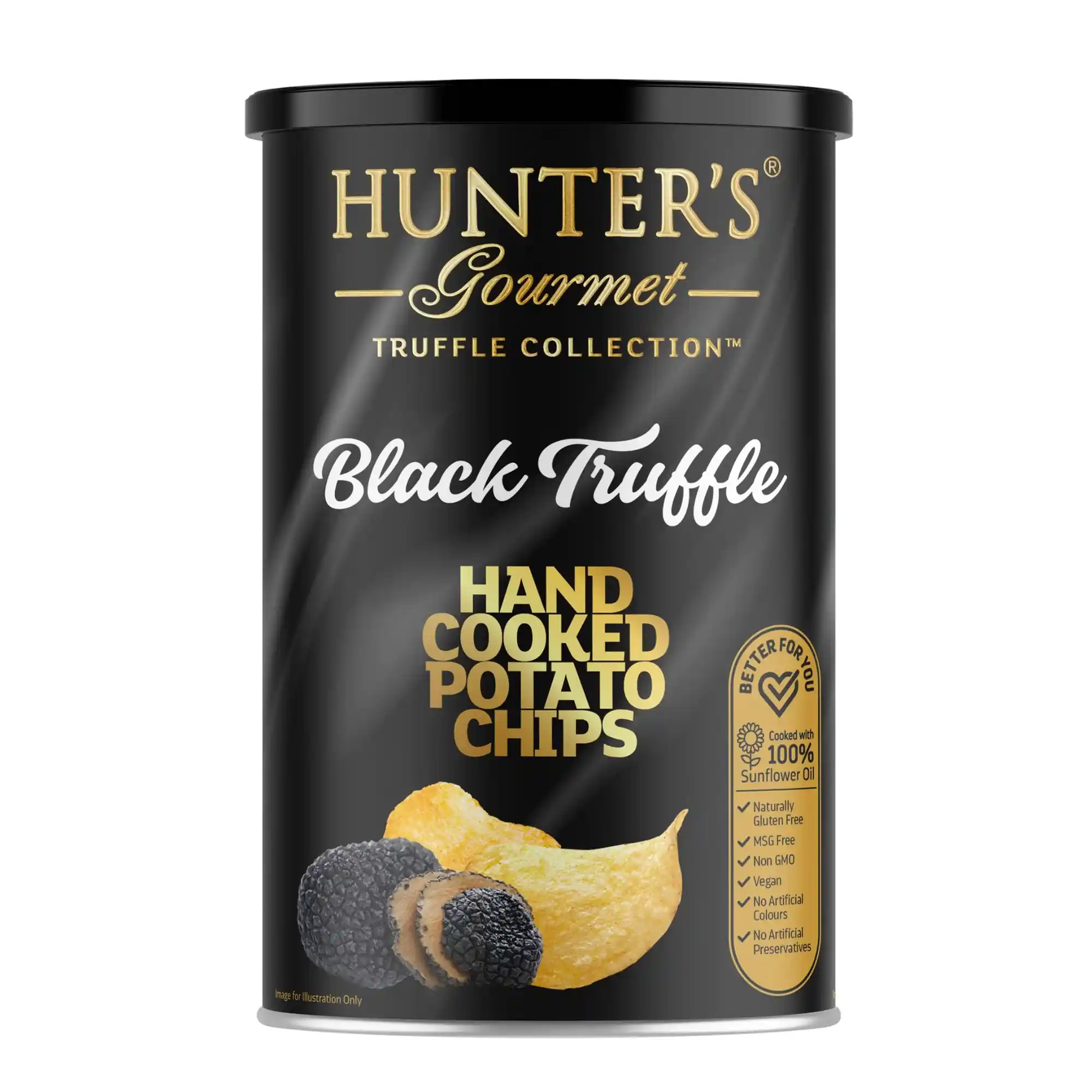 Hunter's Gourmet Hand Cooked Potato Chips Truffle Collection - Black Truffle Canister (150g)
