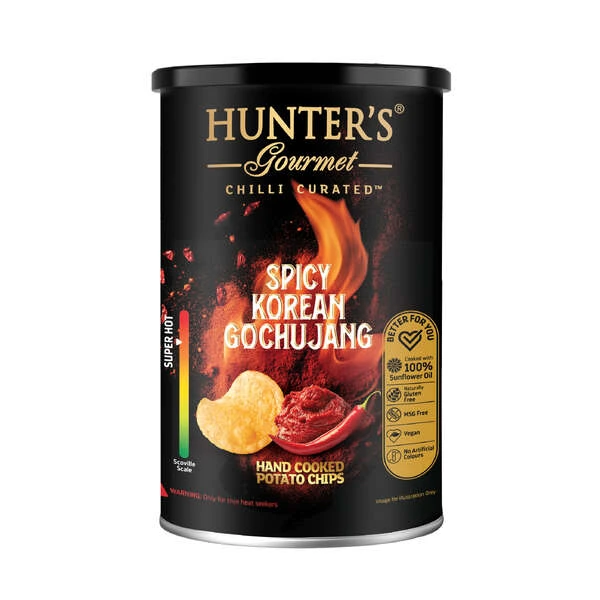 Hunter's Gourmet Hand Cooked Potato Chips Spicy Korean Gochujang Canister (150g)