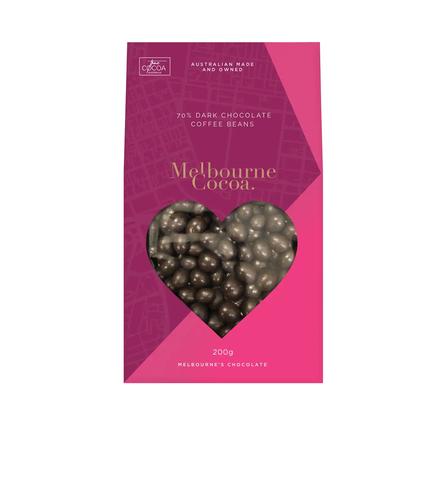 Melbourne Cocoa - Pink 70% Dark Chocolate Coffee Beans 200g