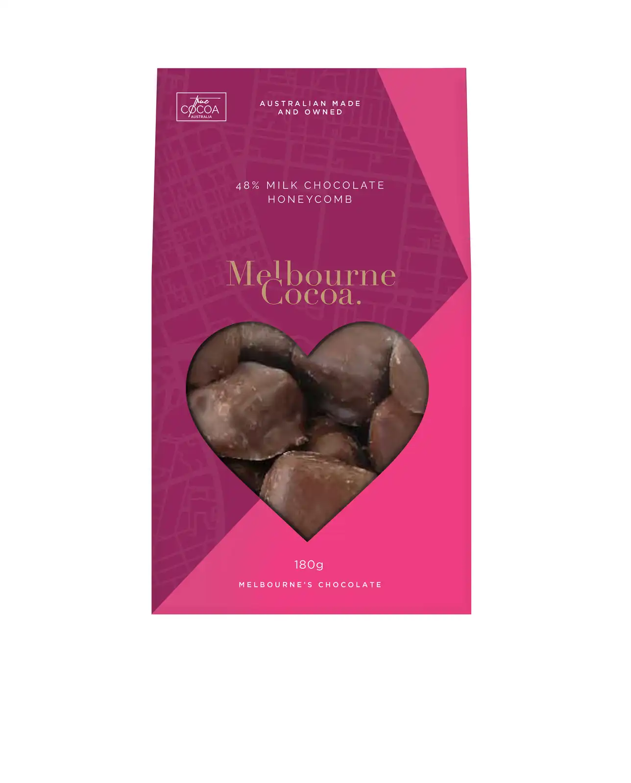 Melbourne Cocoa - Pink 48% Milk Chocolate Honeycomb 180g