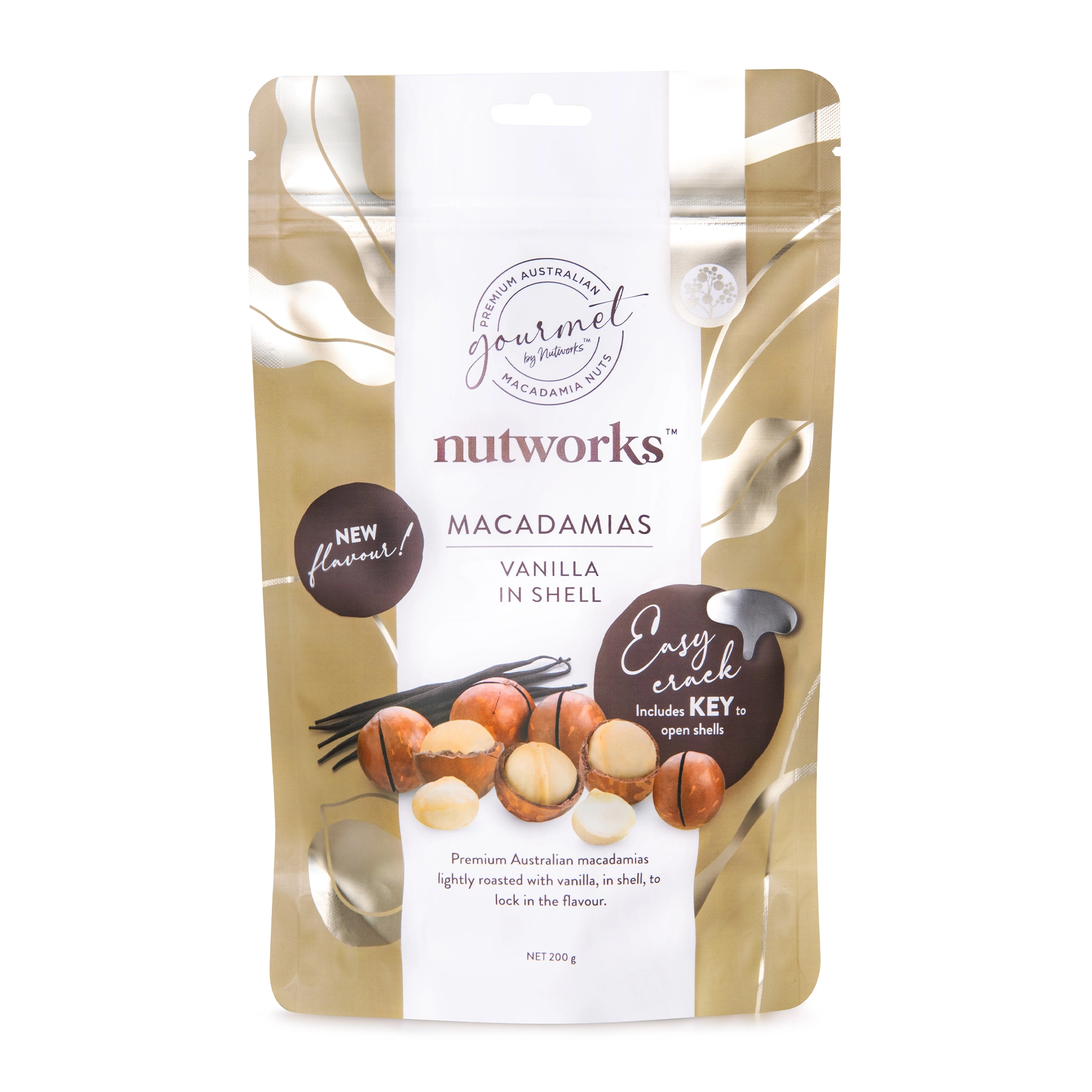 Nutworks Easy Crack's Vanilla Nut in Shell Macadamias SUP (200g)
