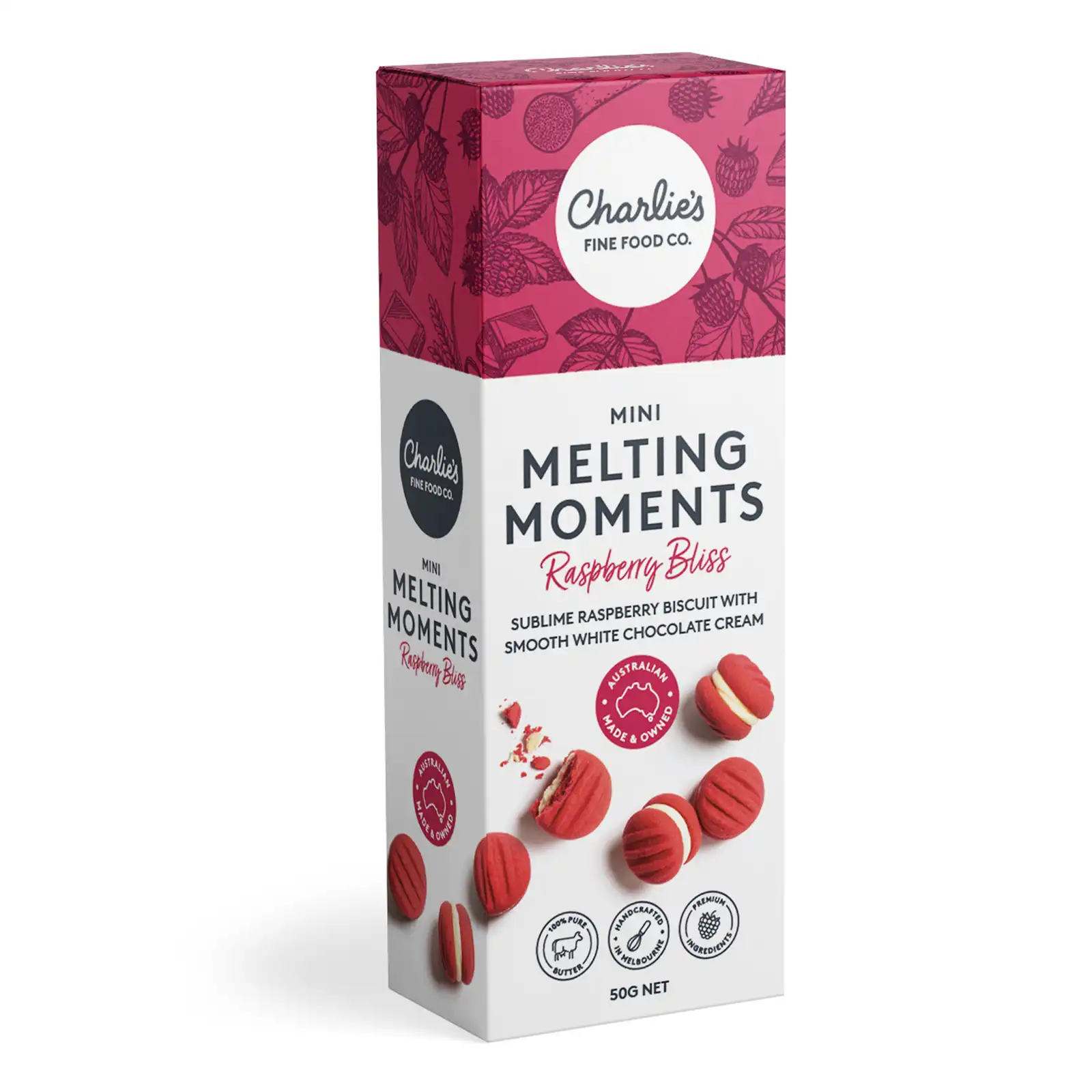 Charlie's Mini Melting Moments Raspberry Bliss 50g