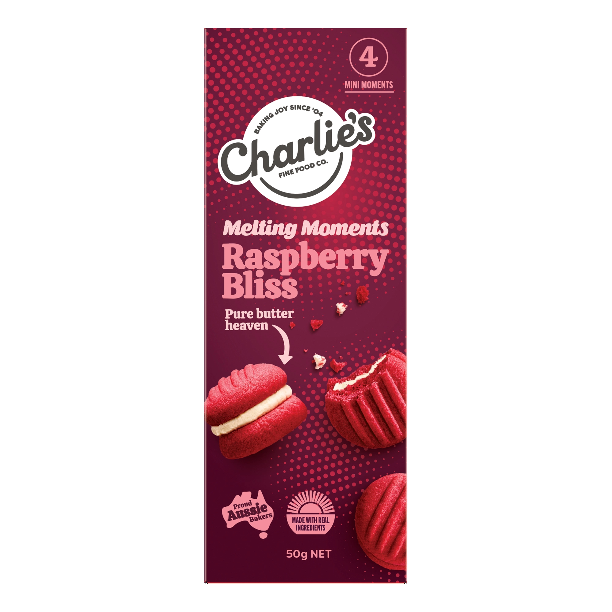 Charlie's Mini Melting Moments Raspberry Bliss 50g