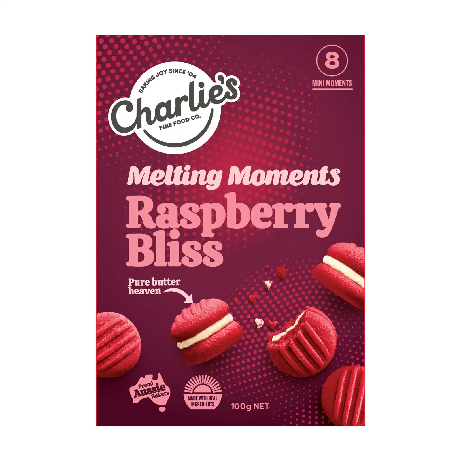 Charlie's Mini Melting Moments Raspberry Bliss 100g