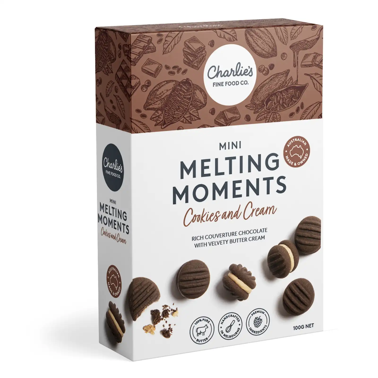 Charlie's Mini Melting Moments Cookies & Cream 100g