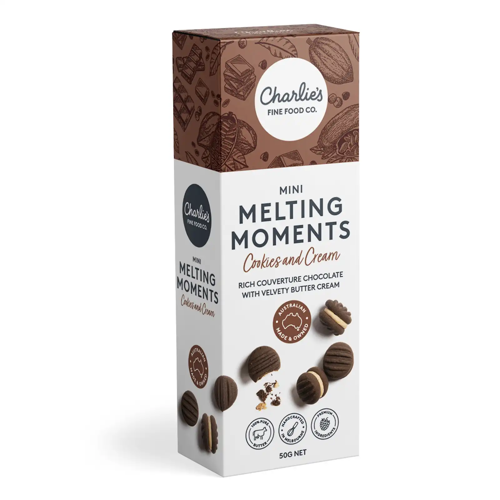 Charlie's Mini Melting Moments Cookies & Cream 50g