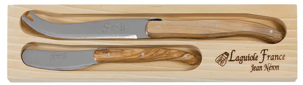 2pc Cheese Knife & Spreader - Olive Wood in Wooden Box