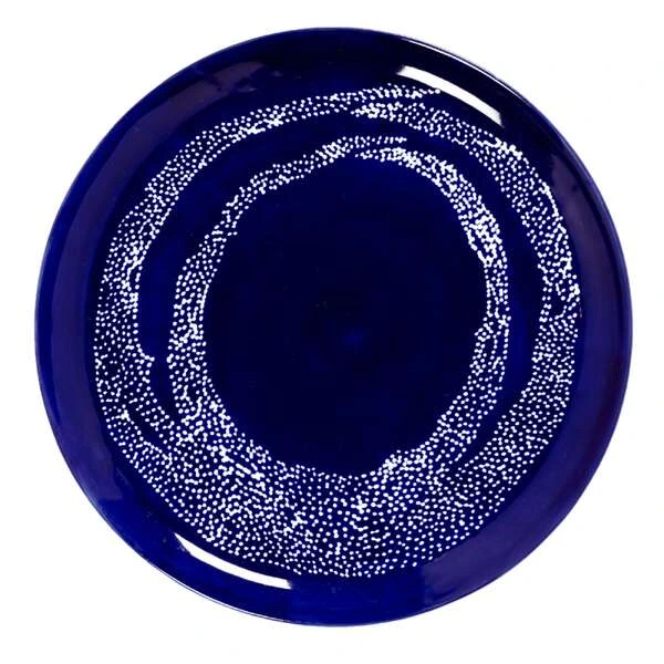 Ottolenghi Plate L Lapis Lazuli Swirl Dots White FEAST - Set of 2