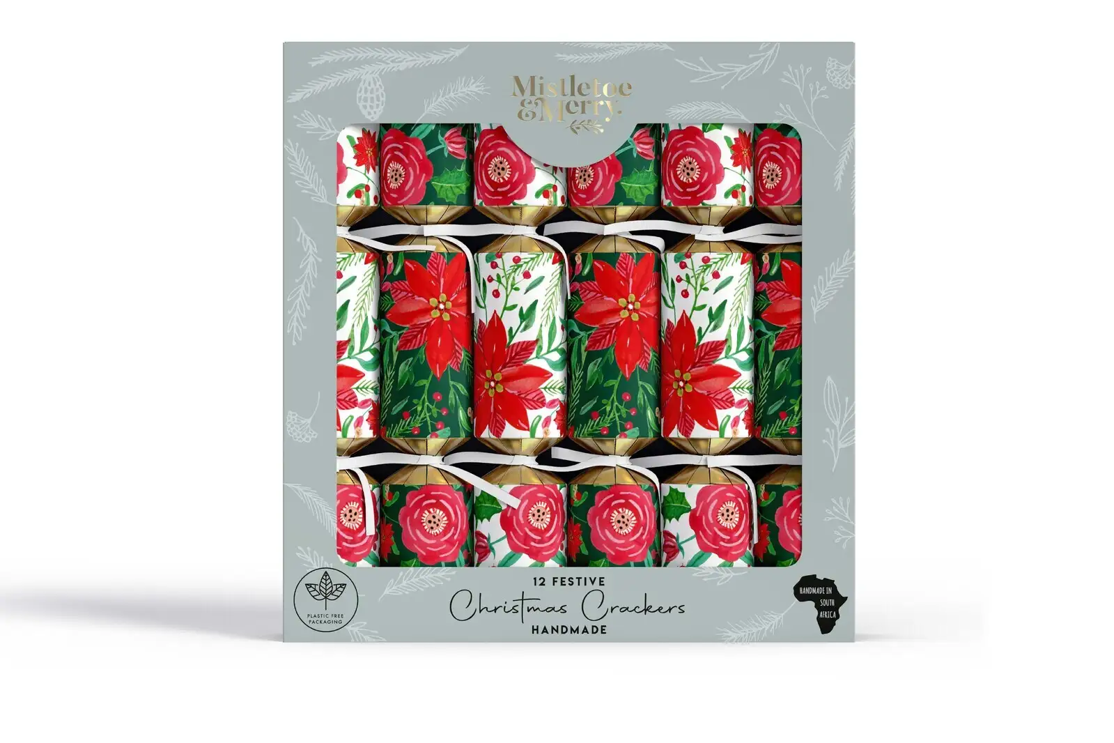 Mistletoe & Merry Festive 12s - Traditional Poinsettia Crackers