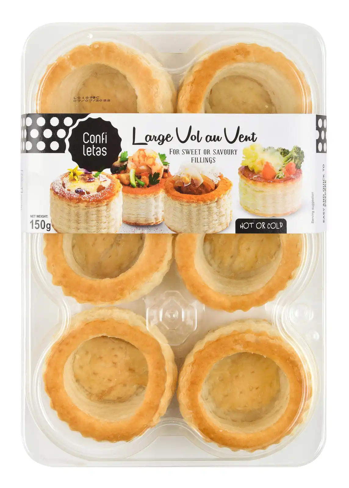 Confiletas Large Vol Au Vent Pastry Shells x 6