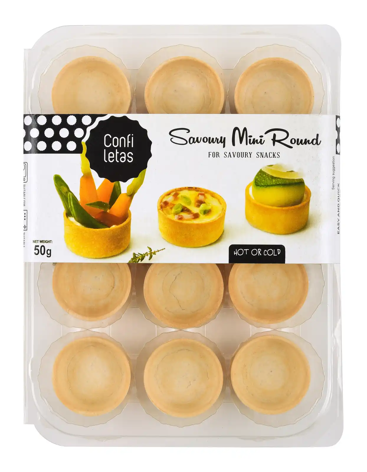 Confiletas Mini Savoury Round Pastry Cases x 12 