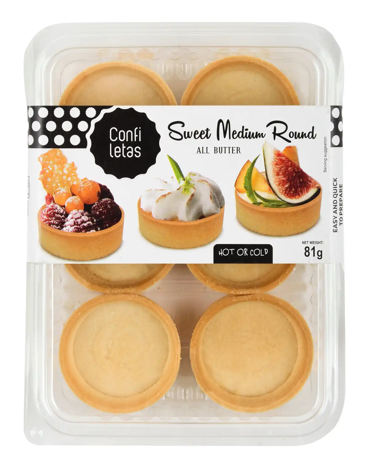 Confiletas Medium Sweet Round Pastry Cases x 6