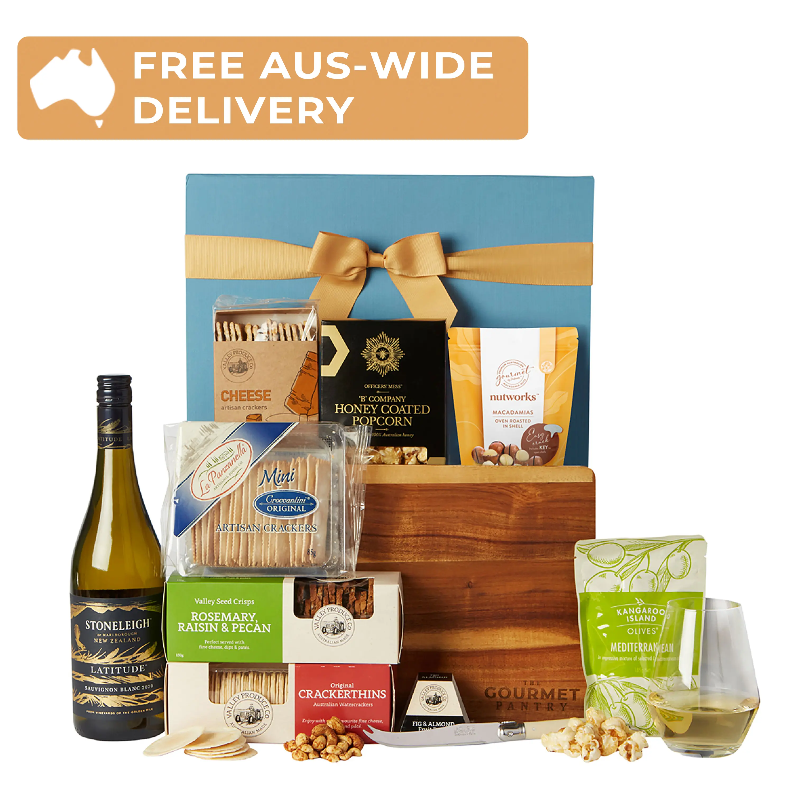 Gourmet Grazing Hamper with White Wine