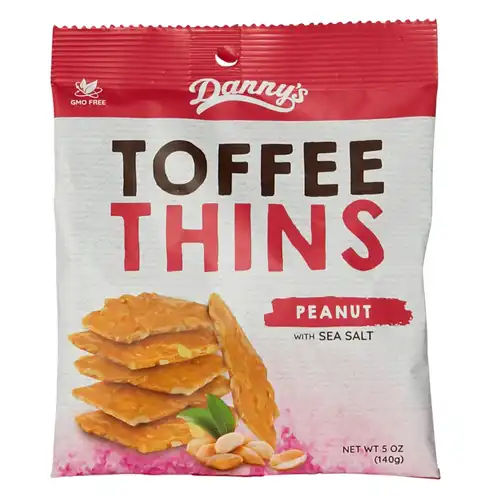 Danny's Snacking Toffee Thins with Peanuts & Sea Salt 140gm