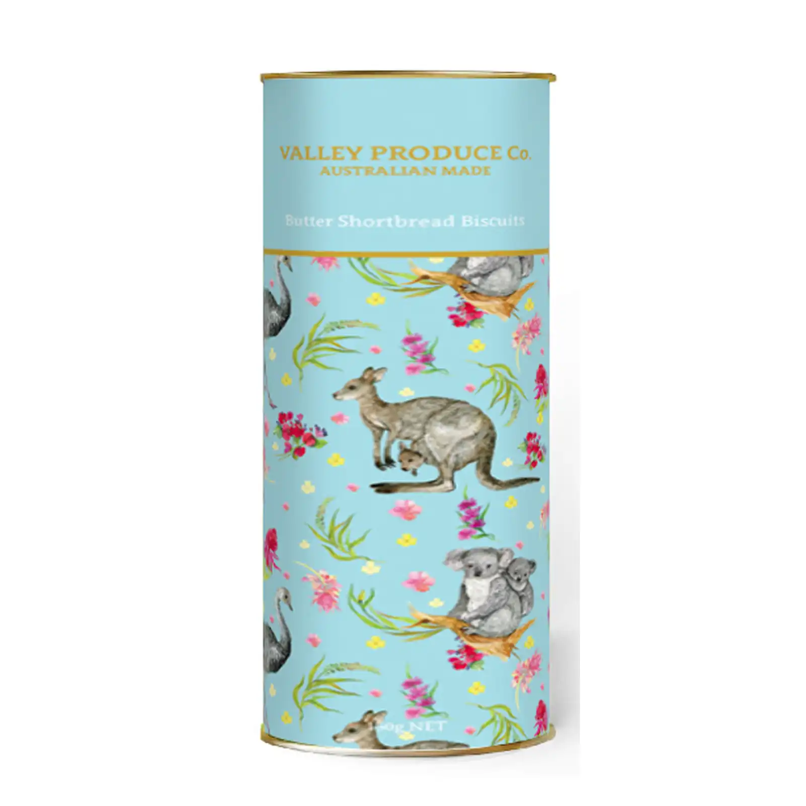 Valley Produce Company Butter Shortbread Tube - Australian Animals (Blue) (180g)