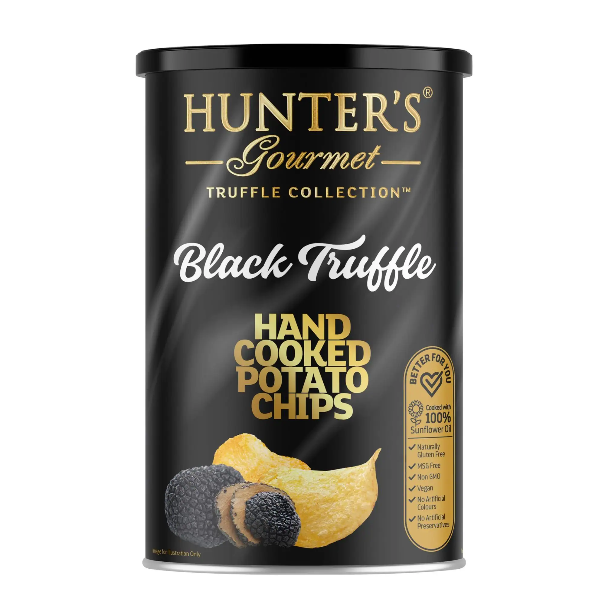 Hunter's Gourmet Hand Cooked Potato Chips Truffle Collection - Black Truffle Canister (150g)