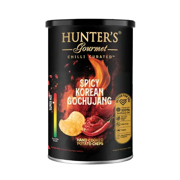 Hunter's Gourmet Hand Cooked Potato Chips Spicy Korean Gochujang Canister (150g)