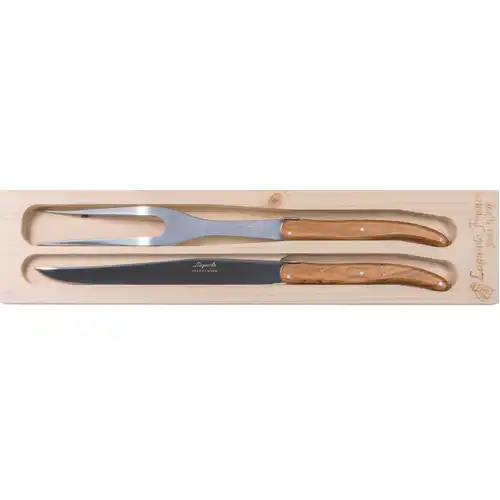 Carving Set - Olive Wood in Wooden Box