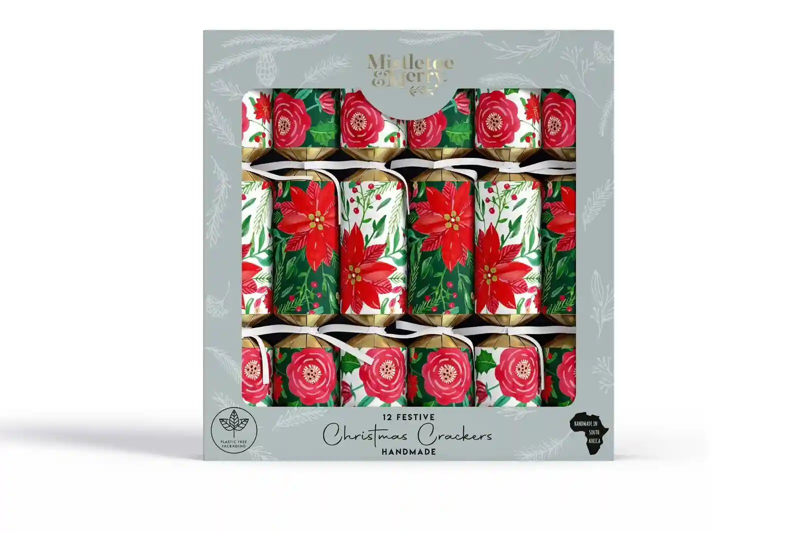 Mistletoe & Merry Festive 12s - Traditional Poinsettia Crackers