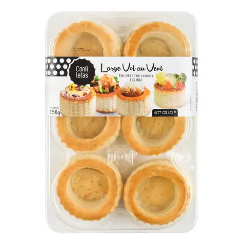 Confiletas Large Vol Au Vent Pastry Shells x 6