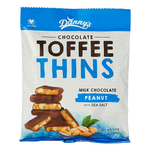 Danny's Snacking Milk Chocolate Toffee Thins with Peanuts & Sea Salt 1