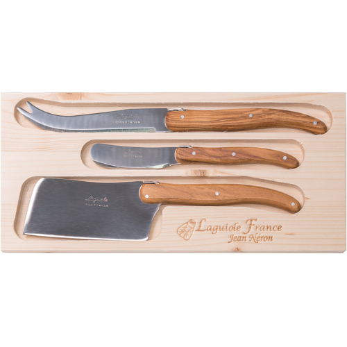 3pc Cheese, Set - Olive Wood in Wooden Box