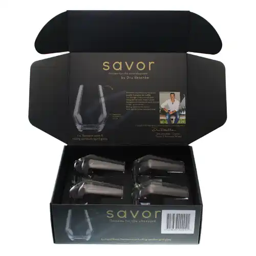 Savor Custom Design Stemless Glass Set of 4