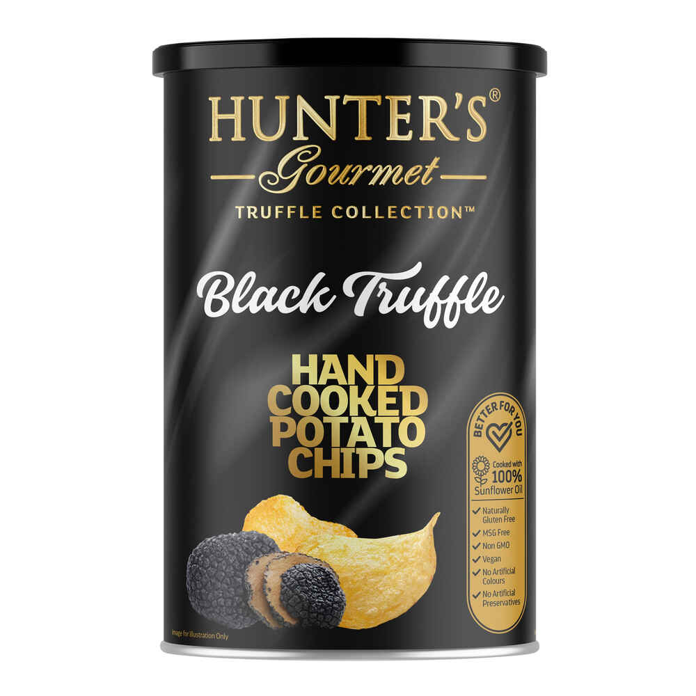 Hunter's Gourmet Hand Cooked Potato Chips Truffle Collection - Black Truffle Canister (150g)