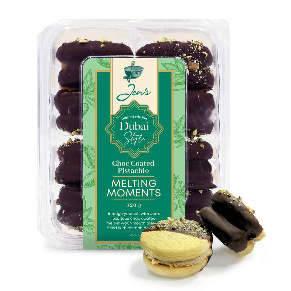 Jen's Limited Edition Dubai Style Choc Coated Pistachio Melting Moments (320g)