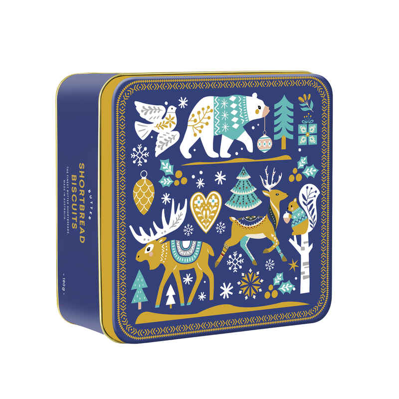VPC Christmas Shortbread Tin - Nordic Xmas Blue (180g)