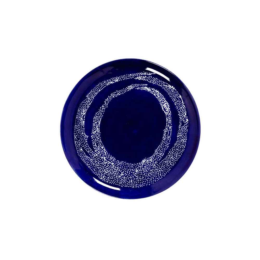 Ottolenghi Plate L Lapis Lazuli Swirl Dots White FEAST - Set of 2