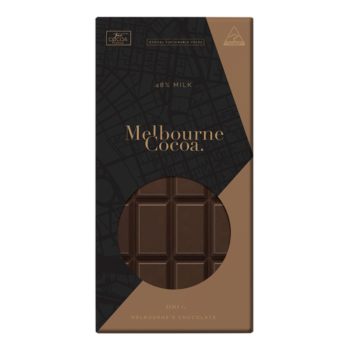 MELBOURNE COCOA MILK CHOCOLATE BAR 100G