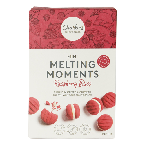CHARLIE'S MINI MELTING MOMENTS - RASPBERRY BLISS 100G