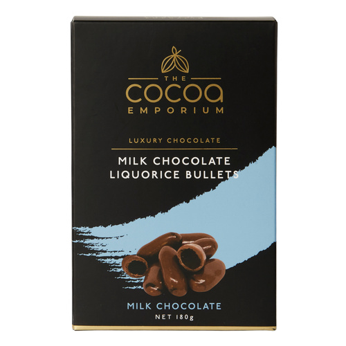TCE - MILK CHOCOLATE LIQUORICE BULLETS 180G
