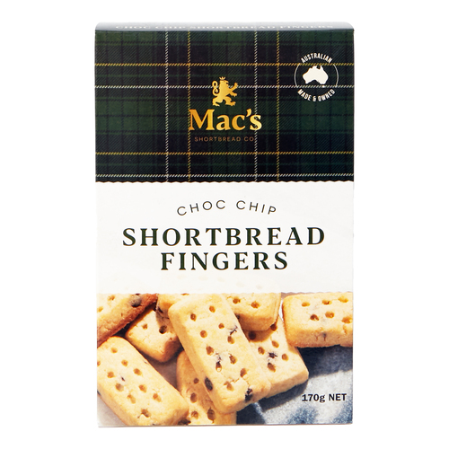 MAC'S BUTTER SHORTBREAD CHOC CHIP FINGERS 170G