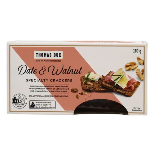 TD DATE & WALNUT CRACKERS 100G