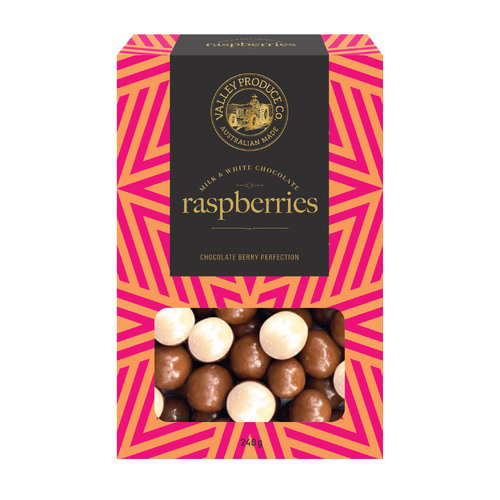 VPC MILK & WHITE CHOCOLATE RASPBERRIES 220G
