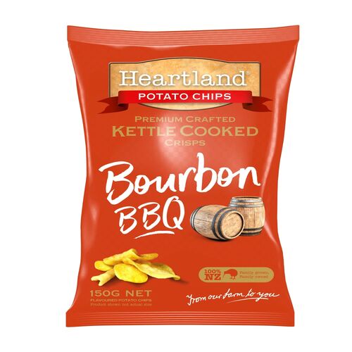 HEARTLAND KETTLE CRISPS - BOURBON BBQ 150G
