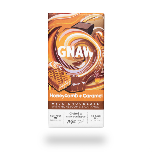 GNAW HONEYCOMB & CARAMEL MILK CHOCOLATE BLOCK 80G